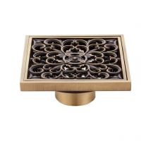 10 cm Drain de Plancher de Salle de Bain en Laiton - Anciennes Drain de Douche Carré Unique Fleur Sculptée pour Toilettes Jardin