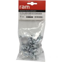 RAM - Sachet de 10 colliers simple métallique pour tube Ø24