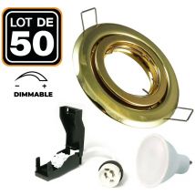 50 Spots Encastrable Orientable Dorée C Avec Gu10 Led De 7w Eqv. 56w Blanc Chaud 3000k