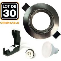 Europalamp - 30 Einbaustrahler schwenkbar Alu gebürstet GU10 led 5W eqv. 40W Neutralweiß 4500K
