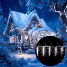 Catena luminosa led con stalattiti di ghiaccio illuminazione natale ghirlanda di luci 80 stalattiti ghiaccio led bianco freddo - Deuba