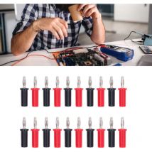 10 ensembles de fiches bananes de 4 mm Connecteur mâle à souder en laiton Type de lanterne Rouge et noir J.10013,DUBUNS