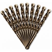 10 forets métaux hss Cobalt 5% d. 10 mm x Lu. 87 x Lt. 133 mm 135° taillé, meulé pour acier / Inox Diamwood