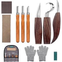 -10 Holzschnitzwerkzeuge, Holzschnitzset Mit 3 Holzmeißeln, 3 Holzschnitzmessern, Schnitzmesserset, Professionelle Holzschnitzwerkzeuge