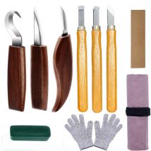 Memkey - 10 in 1 Wood Carving Tools, Wood Carving Set, Hook Knife, Woodworking Knife, Bevel Knife and 3 Carving Knives for Beginners with Bag,