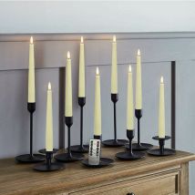 Fuhuida Trading - 10 Inch Flameless Taper Candles - Realistic 3D Flame with Wick, Real Ivory Wax, Flickering led Candlesticks, Springtime Decor, Auto