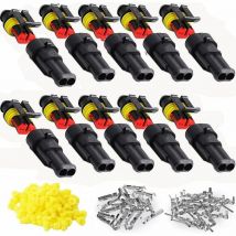 Choyclit Adaptateur et connecteur pour câble courant faible,10 Kits 2 Broches Voiture Étanche Connecteur Électrique, Voiture Fiche Etanche, étanche à