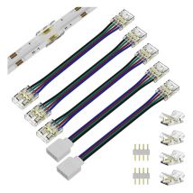 10-mm-Anschlüsse für COB-RGB-LED-Streifenlichter, 4-polig, Verlängerung mit zwei Enden zu 5,5-Zoll-Stecker