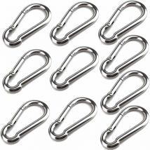 Alovez - 10 mosquetones de 40 mm x 4 mm de acero inoxidable 304 con gancho a presión y capacidad de carga de hasta aproximadamente 80 kg.