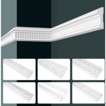 Grand decor moulures style baroque, mousse dure pu blanche - 2m à motifs: 30 Mètres / 15 Bandes, CR785 - 32x13mm