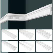 Grand decor moulures style baroque, mousse dure pu blanche - 2m à motifs: 20 Mètres / 10 Bandes, CR788 - 65x10mm