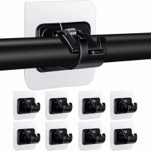 Cyslmuk - 8 Pack Curtain Rod Brackets No Drilling Self Adhesive Rod Holder Transparent,Black