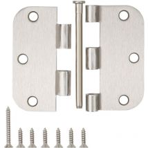 10 pcs de charnières de porte en nickel Satin Nickel 3,5 x 3,5 pouces intérieur 3 1/2 pouces charnières de porte Nickel brossé arrondi 5/8' Radius
