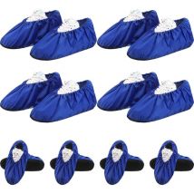10 Paires Couvre-Chaussures Réutilisables Antidérapants Couvre-Boîtes Imperméables pour Protection de Tapis de Ménage Machine Lavable (Bleu Royal)