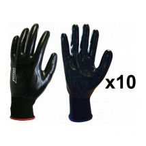 10 paires de gants polyester tout enduit nitrile sans couture NYM137NB Prosur Taille: 9