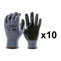 10 paires de gants textile enduction nitrile 13N400 Eurotechnique Taille: 10