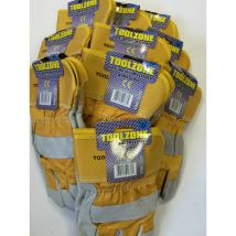 Toolzone - 10 Pairs Large (10.5) ce Premium Leather Work / Garden / Protective Wear Gloves