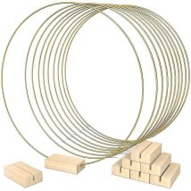 10 Pcs 12 pouces Pièces centrales de cerceau en métal pour table, anneau de couronne en métal avec 10 pcs Place Supports de carte