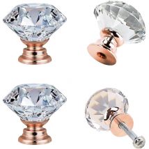 10 Pcs Bouton de Porte de Cristal Poignee de Meuble Diamant Poignée Boutons Meuble Tiroir Placard avec Vis pour Accueil Bureau Coffre Armoire - 30MM