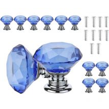 10 Pcs Bouton de Porte de Cristal Poignee de Meuble Diamant Poignée Boutons Meuble Tiroir Placard avec Vis pour Accueil Bureau Coffre Armoire - 30MM