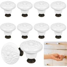 10 Pcs Boutons de Porte Céramique, Boutons de Tiroir 34mm, Boutons de Meuble en Céramique Style Vintage Fleuri Avec Vis Pour