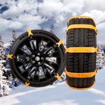 Sunxury - 10 pcs Chaussettes à Neige Voiture 185-225 mm, Chaînes à Neige Jaunes, Câbles de Traction Urgence Réglables Antidérapants Chaîne de Pneu