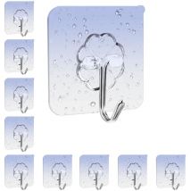 Beijiyi - 10 Pcs Crochet Adhesif Mural Charge Maximale 10kg, Crochets Adhesif imperméables, Accroche Serviette Salle de Bain Crochets Adhesifs