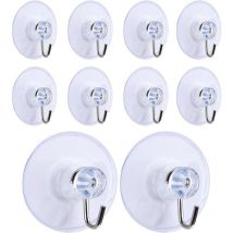 10 Pcs Crochets à Ventouse, Amovible Transparent Ventouse Ventouse Crochets Muraux Cintre pour Salle De Bains Cuisine Serviette De Douche Crochets