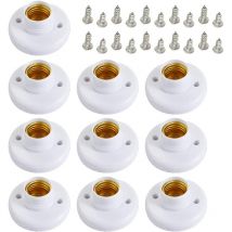 10 Pcs de Douille pour Ampoule E27, Supports de Lampe E27 Douille de Base de Vis en Plastique Rond, Porte-Lampe Support Douille E27 Murale, Ronde Vis