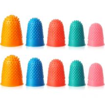 Fei Yu - 10 Pcs Doigts en Caoutchouc SiliCône Dé à Coudre Doigts Poignées Protège-Doigts Réutilisables Épais avec Boîte (5 Tailles et Couleurs)