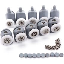 Minetgnon - 10pcs Porte de Douche Galet Ajustables Dual Rouleau Roulettes Cabine de Douche pour Salle de Bain 25mm 5 Supérieures et 5 Inférieure