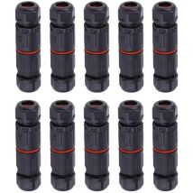 10 pcs IP68 Etanche Connecteur de Câble Electrique, Femelle 3 Broches Connecteurs Etanches Prise de Courant Extérieure Raccord de Connecteur Fil