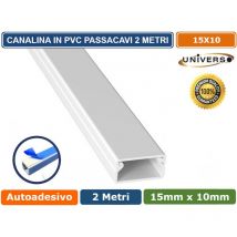 10 pezzi canalina passacavi con biadesivo in pvc di colore bianco lunghezza 2 metri 15X10MM