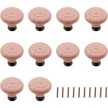 10 Pcs Pomelli Cassetti Ceramica Pomelli Armadio Rotondi 34mm Manopole Mobili Vintage con Viti - Rosa