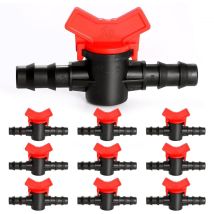 Largeight - 10 Pièces 16mm Vanne Commutation d'Irrigation, Irrigation Pipe Valve Switch, Robinet Jardin en Plastique pe, Robinet Barbelé Double Mâle,
