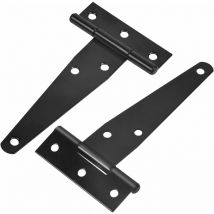 10 Pieces Black Door T-Hinges with Screws, 6 Inch T-Strap Hinges, Barn Door Hinges, Heavy Duty T-Bar Gate Hinges for Wooden Fences Sheds Cabinets