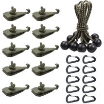 10 Pièces Cordons Élastiques avec Boules, Tendeur Boule pour Bâche, Tente, Camping, Pavillon, Rideaux Harnais d'Extension(10 clips + 10 cordes + 10