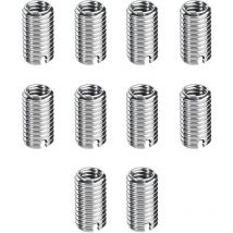 10 Pièces Insert Fileté M8/M10, Insert de Filetage Autotaraudeur, Écrous à Visser M8 x 1,25 mm Femelle, M10 x 1,5 mm Mâle, 12mm Long, Kit de