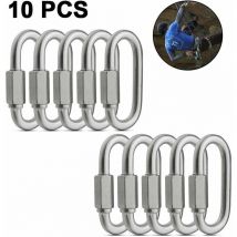 10 pièces maillon rapide fileté, mousqueton à verrouillage ovale en acier inoxydable, maillons rapides de chaîne de remorquage, connecteur de corde