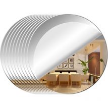 10 Pièces Miroir Mural Autocollant pour Salon decoratif Acrylique, Miroir Rond Plaque Autocollant Miroir, Miroir Collant Muraux Flexible Miroire Deco