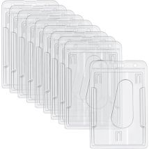 10 Pièces Porte Carte Transparent Rigide, 5.99cm Porte Badge en Plastique Rigide avec Fente pour Le Pouce Porte Cartes en Plastique Dur pour le