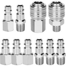 Ouylaf - 10 Pièces Raccord de Compresseur 1/4'BSP Raccord Rapide Air Comprimé Raccords pour Tuyau Compresseur Embout Pneumatique