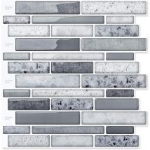 Treetalk - 10 Pièces Sticker mural Carrelage Adhésif Mural,Crédence de Cuisine,Sticker Muraux Marbre - 30x30cm - Gris