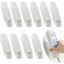 10 Pièces Support Mural pour Bloc multiprise,Support Mural Multiprise Auto adhésif,Fixation de Multiprise en Plastique,pour Support Prise Plug