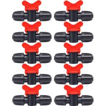 Beijiyi - 10 Pièces Vanne Commutation d'Irrigation, Irrigation Pipe Valve Switch,Robinet Barbelé Double Mâle, pour L'irrigation des Pelouses de