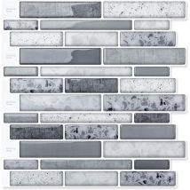 10 Pièces,Carrelage Adhésif Mural,Crédence de Cuisine en Vinyle,Sticker Muraux Marbre,30x30cm,Gris