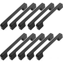 10 Piezas Tiradores Cocina, Manillas de Acero Inoxidable para Muebles con Tornillos, Tirador Negro para Puertas de Granero, Puertas de Armario,