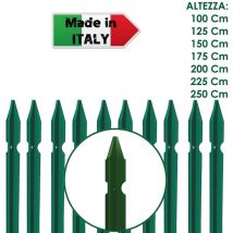 10 pz palo paletto in ferro a t 30x30x3 mm plastificato verde per rete recinzione - h 150 cm