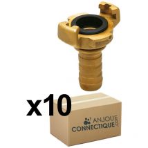 Sferaco - 10 Raccords express laiton avec joint nbr - cannelé à collerette ø 16