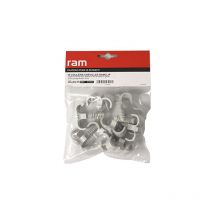 RAM - 10 colliers chevilles clip double gris pour tube nu Ø12 à 16